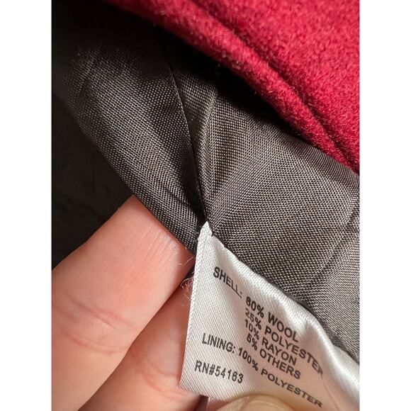 Calvin Klein Women’s Red Wool Blend Shawl Collar Coat Size 12 - Picture 6 of 12